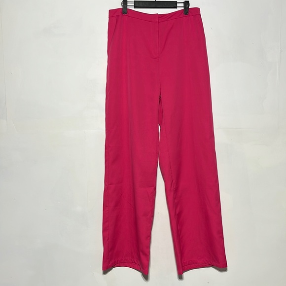 NEW Nasty Gal Hot Pink Tailored High Waisted Wide Leg Pants Size 10 - Picture 2 of 7